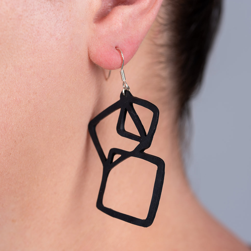 Belinda Geometric Recycled Rubber Earrings by Paguro Upcycle