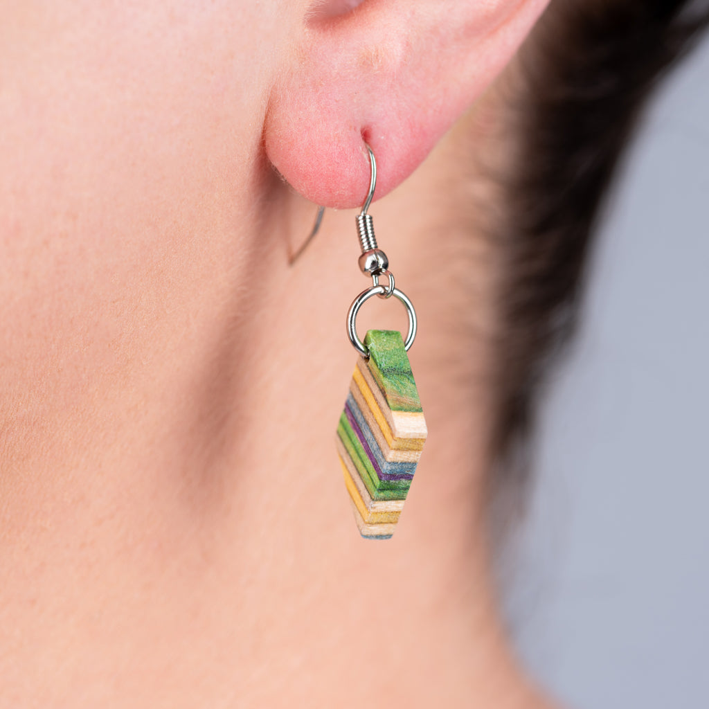 Kite Recycled Skateboard Dangle Earrings by Paguro Upcycle