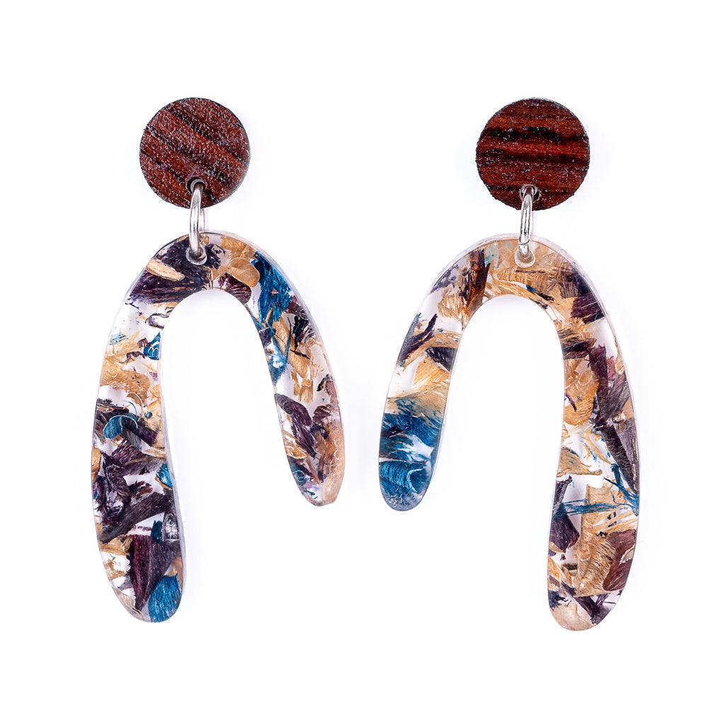 Aspen U Shaped Statement Resin Earrings by Paguro Upcycle