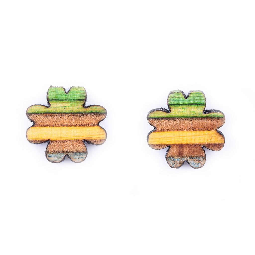 Clover Recycled Skateboard Stud Earrings by Paguro Upcycle