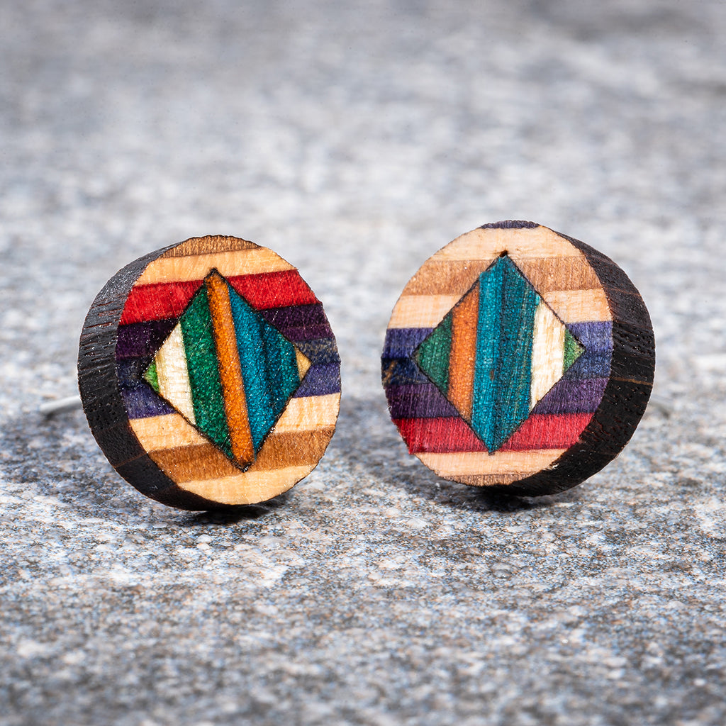 Roundmix Recycled Skateboard Stud Earrings by Paguro Upcycle