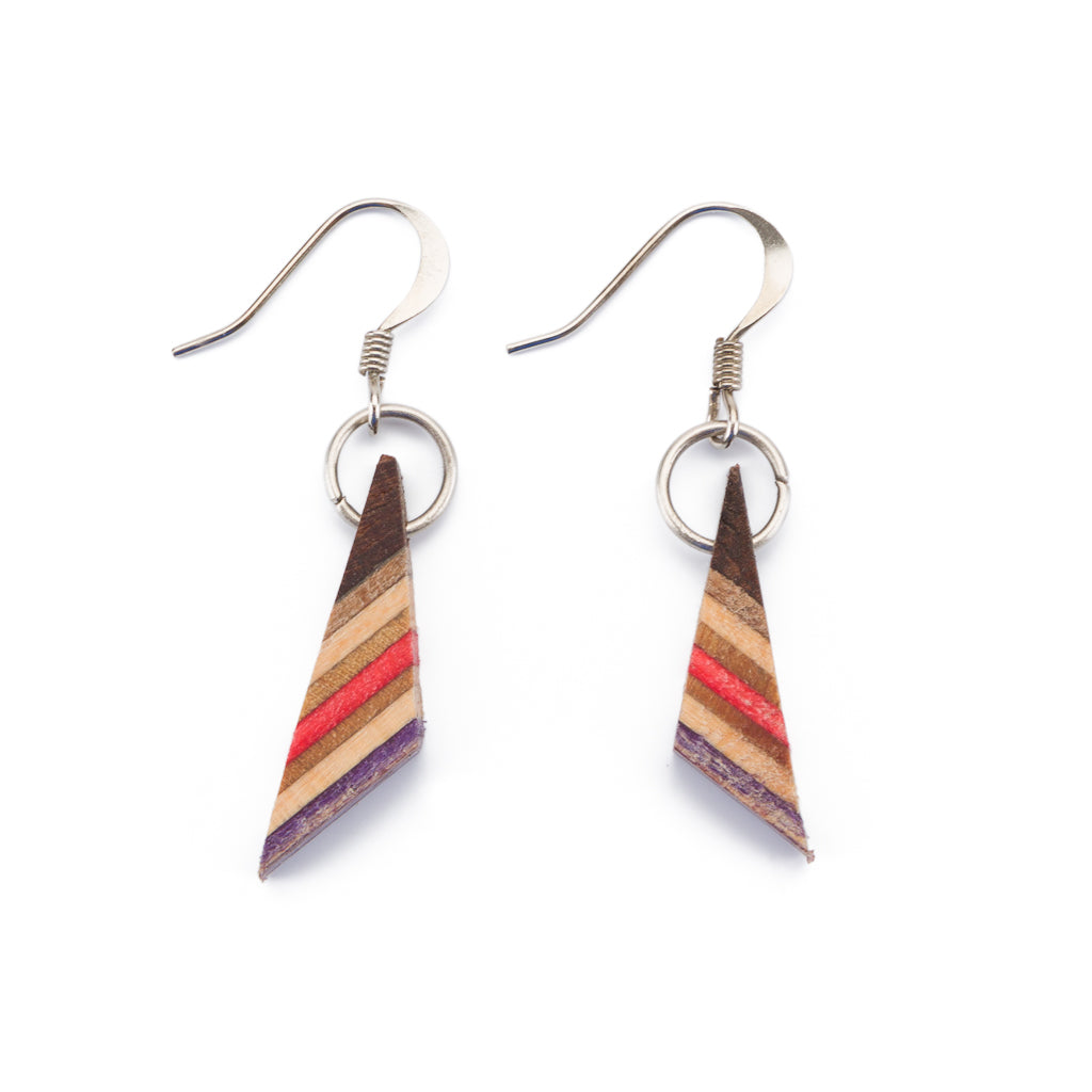 Sono Triangle Wood Dangle Earrings by Paguro Upcycle