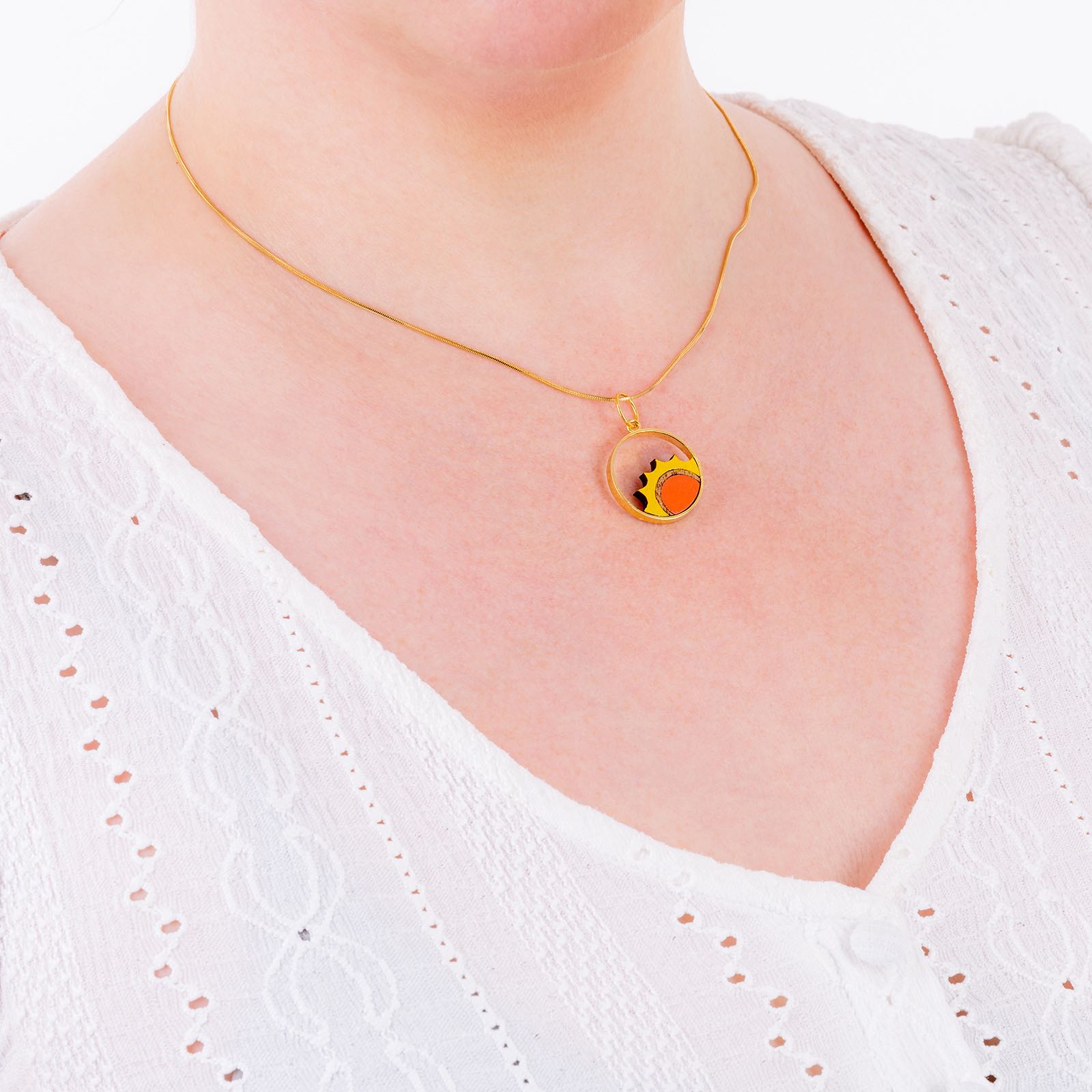 Sunshine Recycled Wood Gold Necklace – Paguro Upcycle