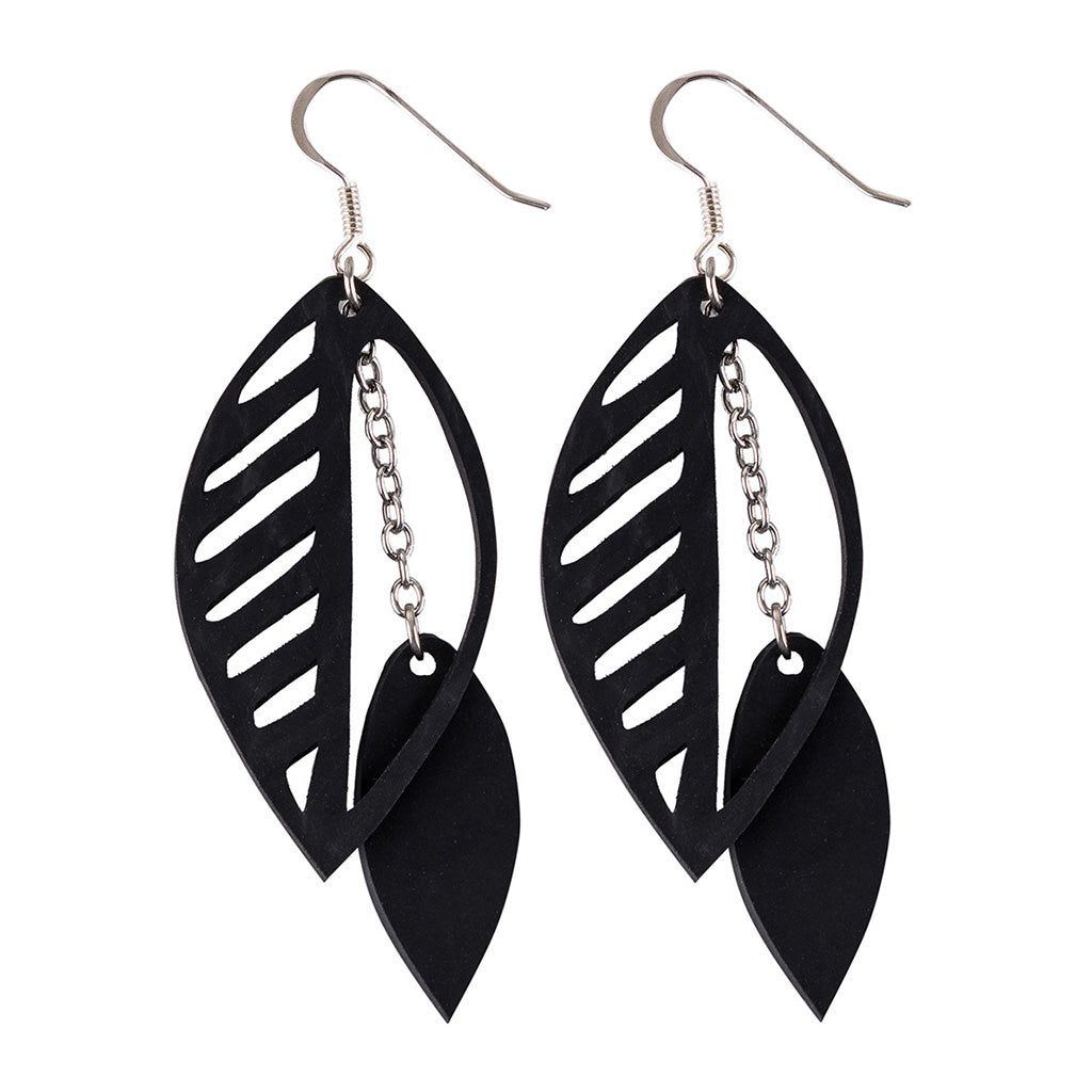 Sweet Cherry Double Leaf Earrings by Paguro Upcycle