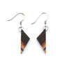 Paguro Upcycle upcycled skateboard earrings with geometric wooden design and metal hooks