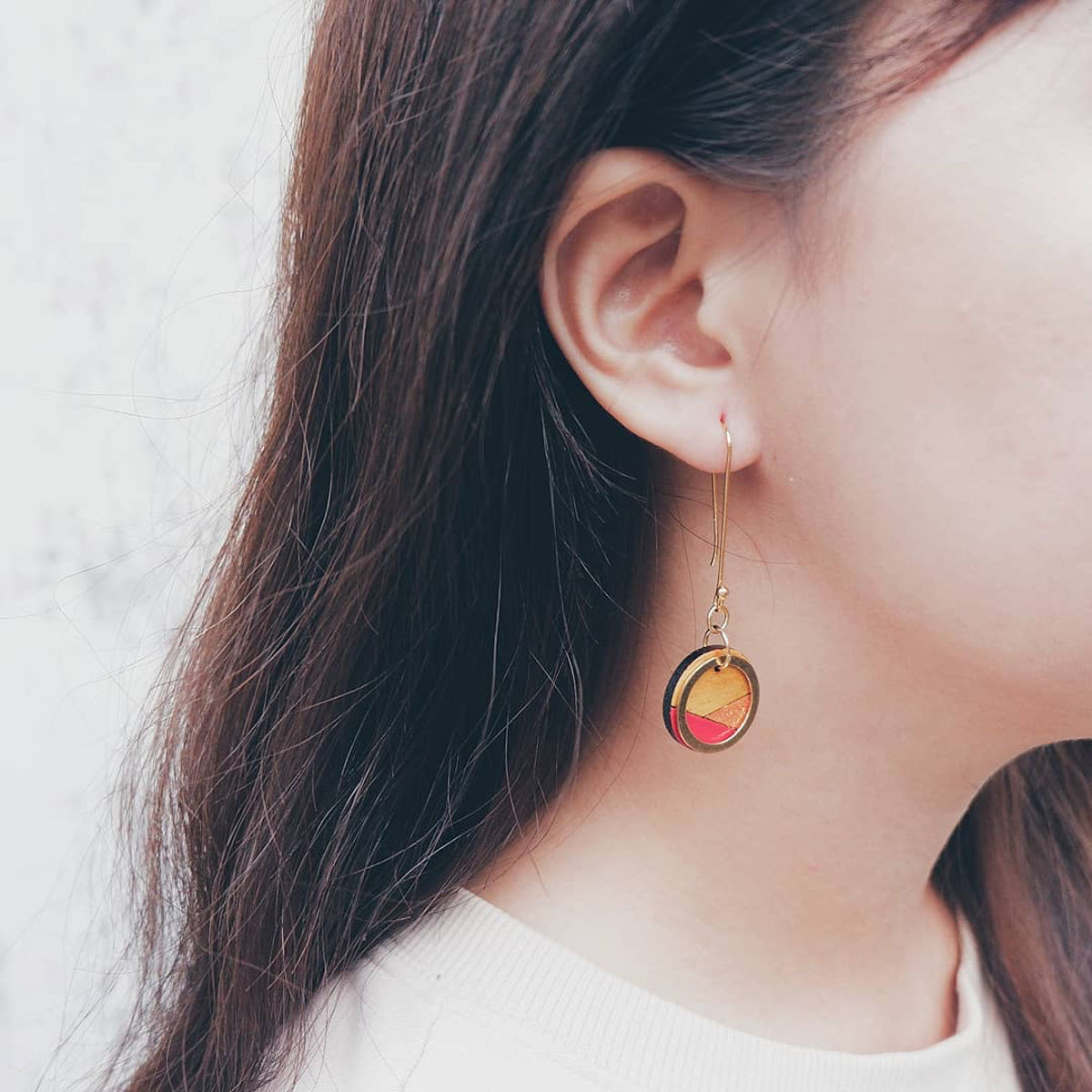 Conture Recycled Wood Gold Dangle Earrings (4 Colours available) by Paguro Upcycle