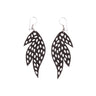 Paguro Upcycle recycled rubber earrings black leaf shaped cutout design with silver hooks
