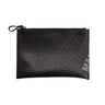 Paguro Upcycle black vegan flat pouch bag with zipper closure and textured surface