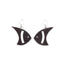 Paguro Upcycle fish shaped recycled rubber earrings in black with silver hook fittings