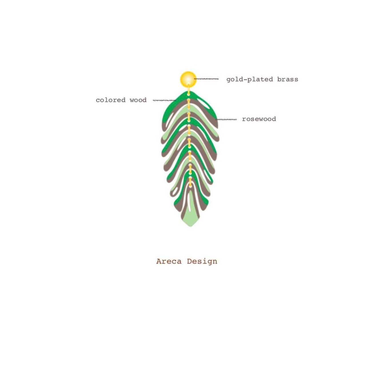 Areca Palm Leaf Reclaimed Rosewood Dangle Earrings
