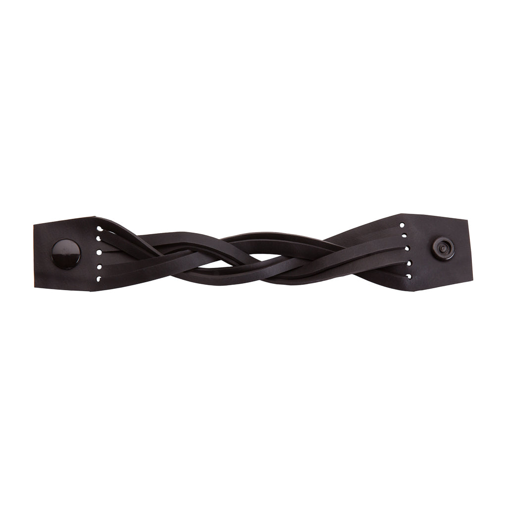 Paguro Upcycle black braided recycled rubber bracelet UK with snap closure sustainable upcycled accessory