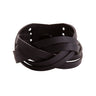 Paguro Upcycle black braided cuff recycled rubber bracelet UK with adjustable snap holes for eco style