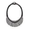 Paguro Upcycle upcycled inner tube necklace black rubber fan fringe with snap closure
