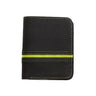 Paguro Upcycle black upcycled inner tube wallet with green stitching and stripe design