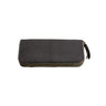 Paguro Upcycle black vegan long zip purse with textured pattern and gold zipper