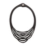 Paguro Upcycle black vegan statement necklace for women with layered cutout design and silver clasp