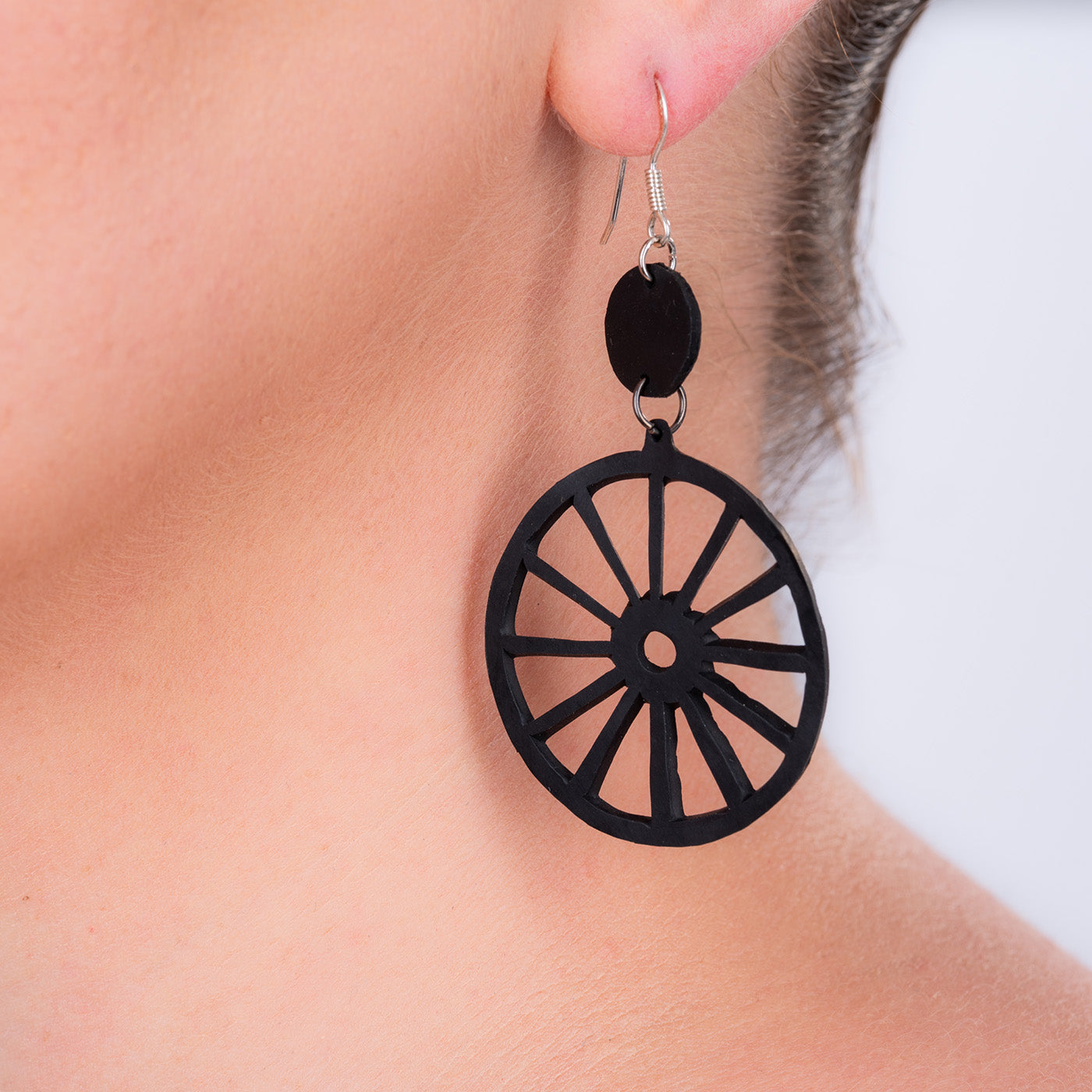 Water Wheel Upcycled Rubber Earrings by Paguro Upcycle
