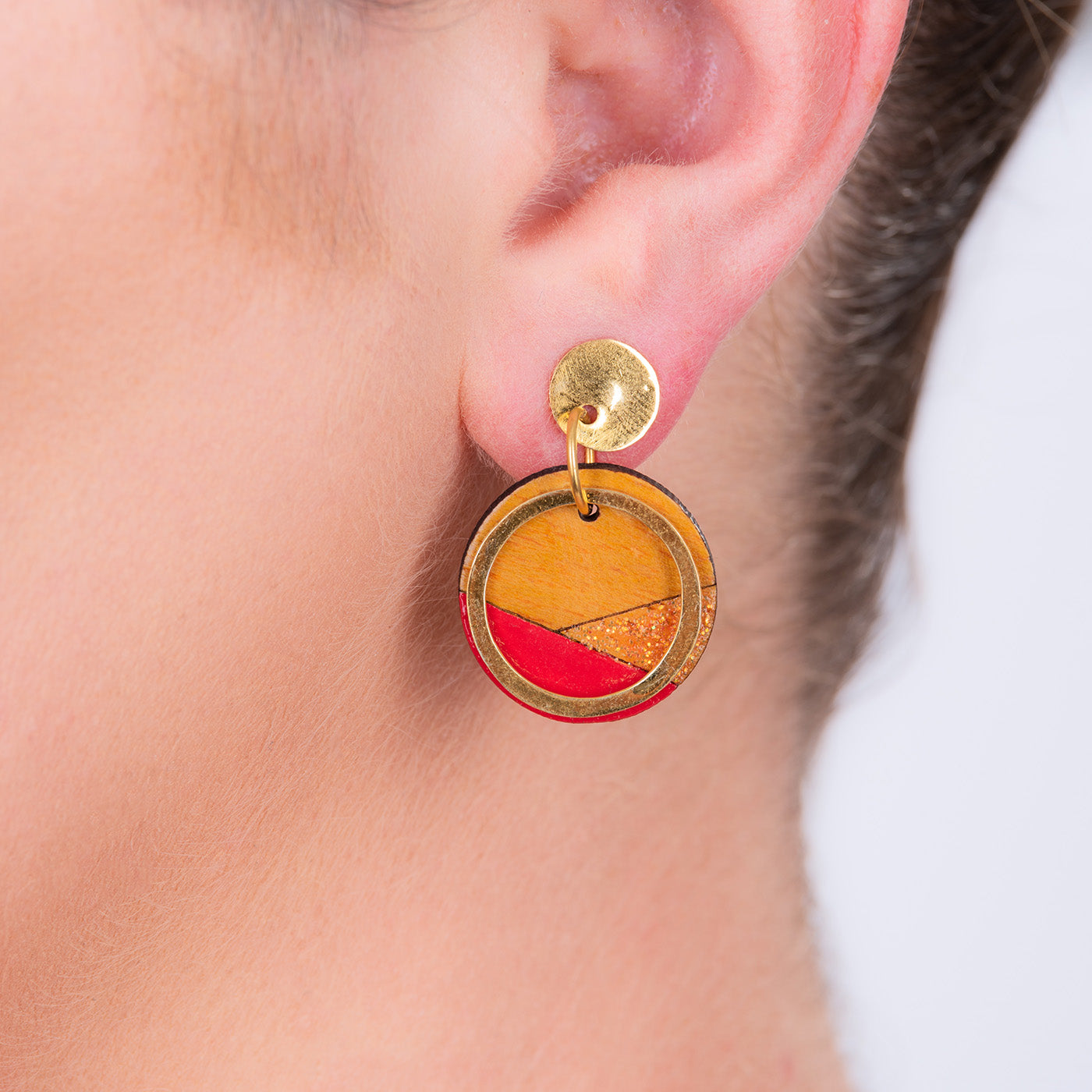 Conture Recycled Wood Gold Plated Earrings (4 Colours Available) by Paguro Upcycle