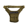 Paguro Upcycle recycled canvas crossbody bag in olive green with multiple zip and button pockets