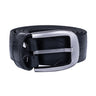Paguro Upcycle black recycled rubber belt with silver metal buckle rolled up
