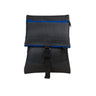 Paguro Upcycle recycled rubber crossbody bag with black material and blue zipper details