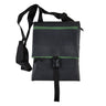 Paguro Upcycle recycled rubber crossbody bag in black with green zipper and adjustable strap