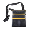 Paguro Upcycle recycled rubber vegan handbag with black strap and yellow zipper accents