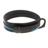 Paguro Upcycle black upcycled inner tube bracelet with blue stripe and button closure