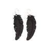 Paguro Upcycle upcycled rubber feather earrings in black for a stylish and eco-friendly accessory