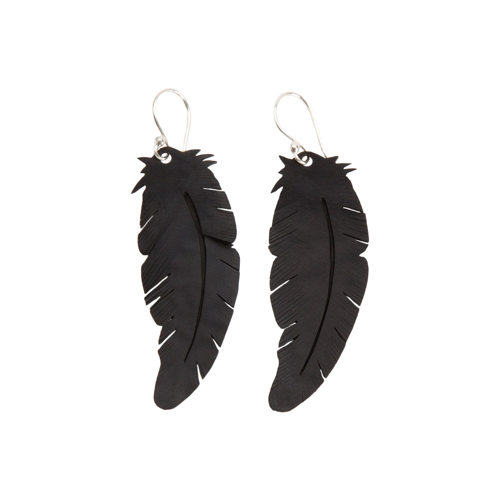 Angel Upcycled Rubber Feather Earrings – Stylish Eco Jewellery