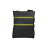 Paguro Upcycle black and green upcycled vegan crossbody bag with multiple zip compartments